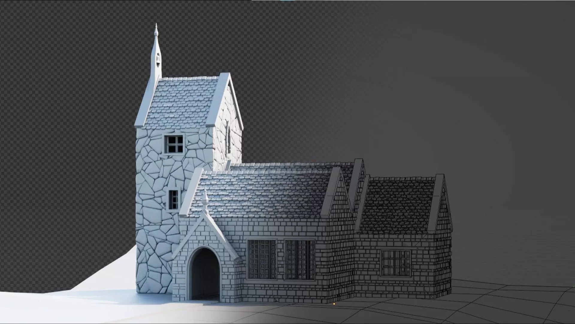 Old church HO scale for resin 3D printing 3D print model_0