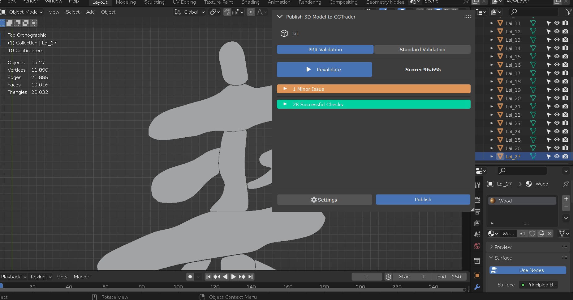 Chinese text in wood material Low-poly 3D model_19