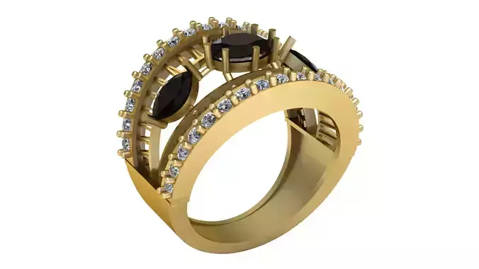 Hip Hop men Fashion Diamond Ring 3d Printable Model