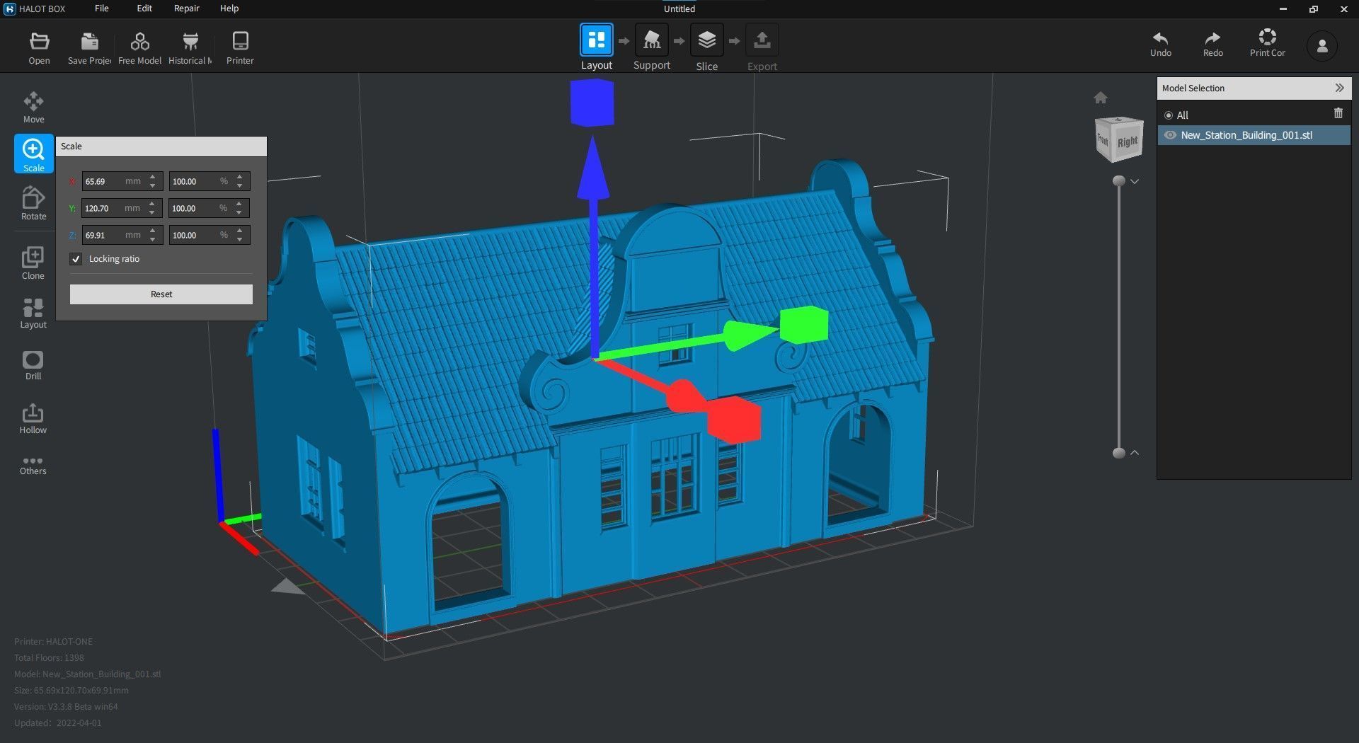 Railroad station building HO scale resin 3D printing 3D print model_1