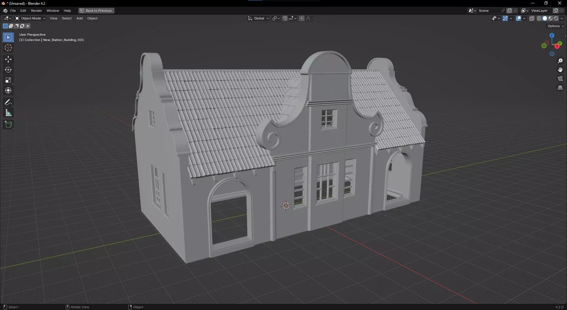 Railroad station building HO scale resin 3D printing 3D print model_0