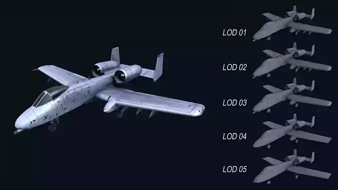 Asset - Army - A10 Thunderbolt 3D MODEL REALISTIC Low-poly 3D model