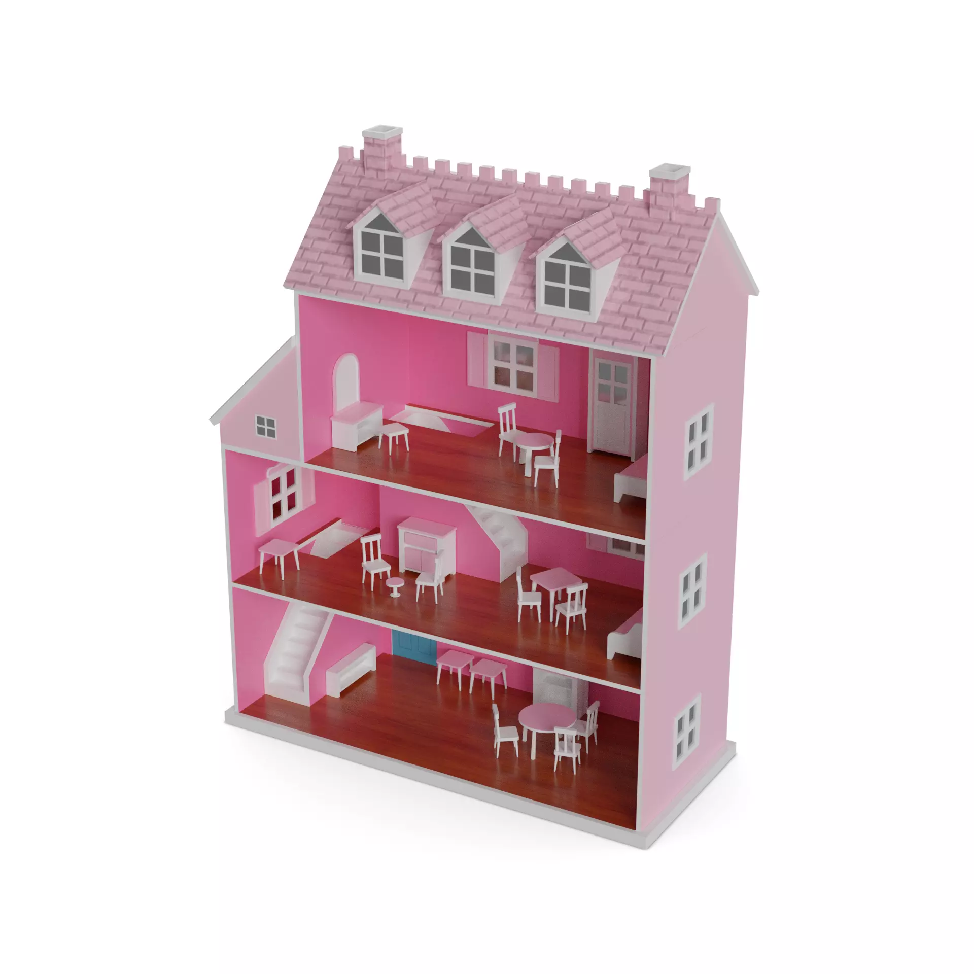 Cars and action games Dollhouse Low-poly 3D model_0