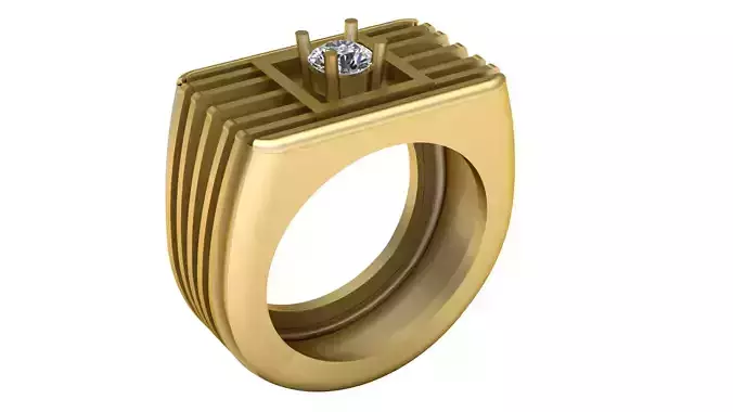 Hip Hop Men Fashion single Diamond ring 3d Printable Model