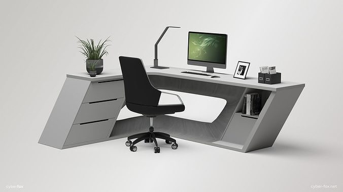 Office Work Space  Low-poly 3D model