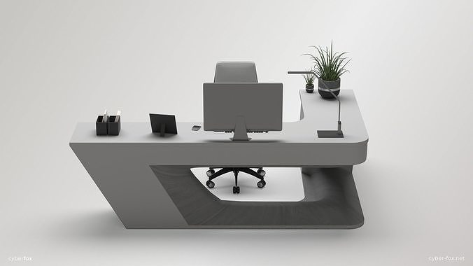 Office Work Space  Low-poly 3D model 3