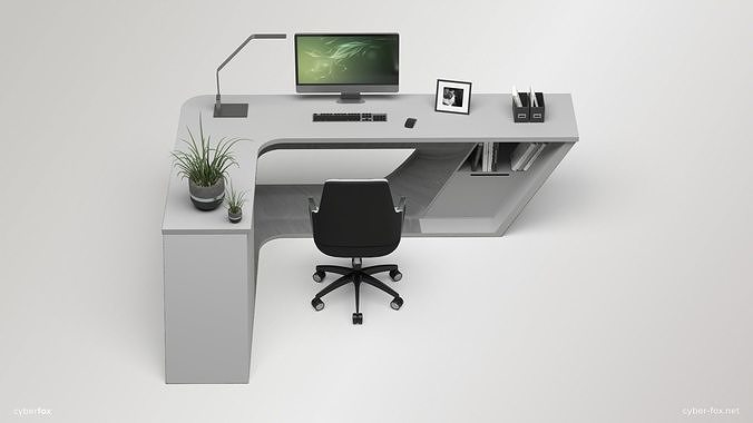 Office Work Space  Low-poly 3D model 6