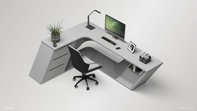 Office Work Space  Low-poly 3D model 7
