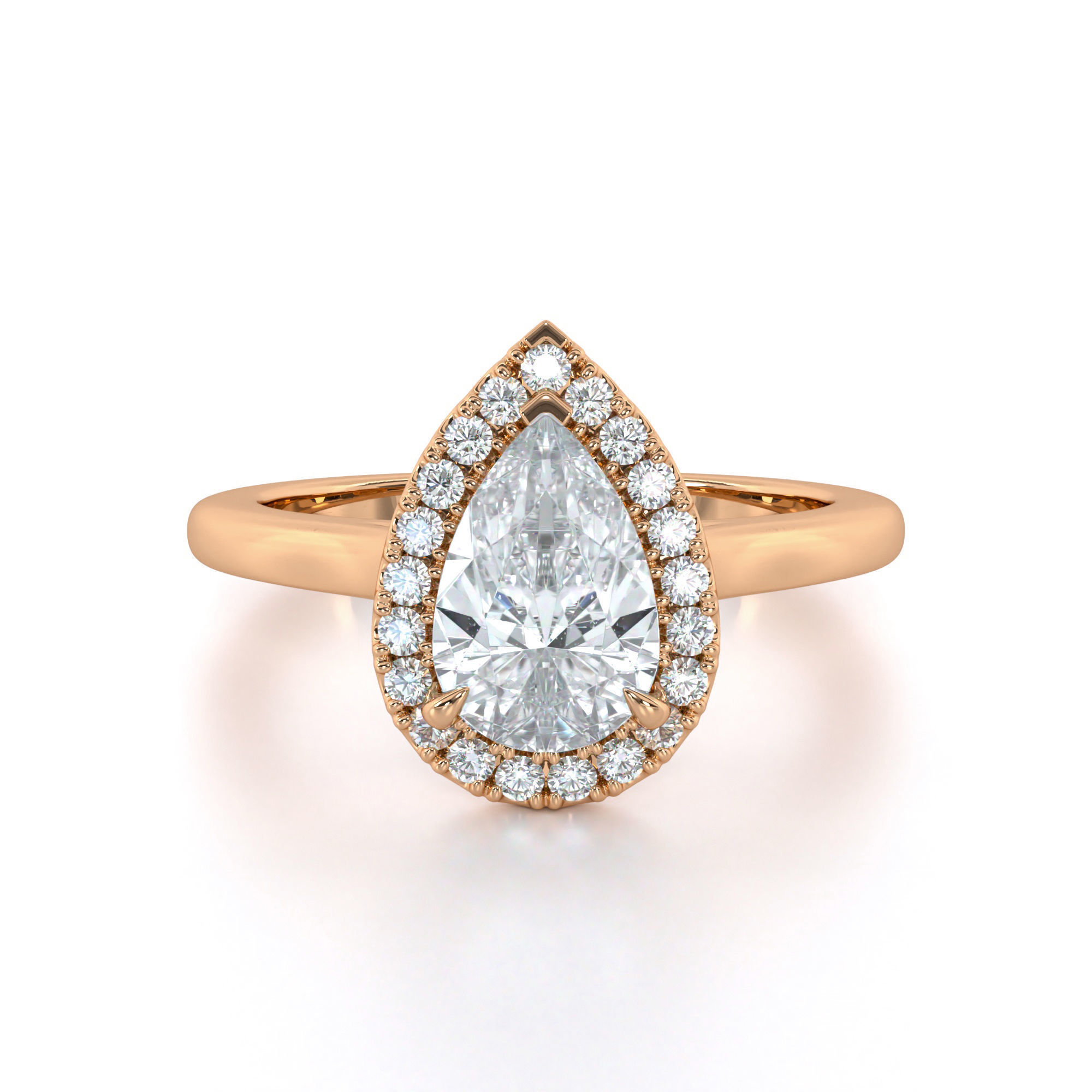 Pear Cut Halo Engagement Ring 3D print model_12