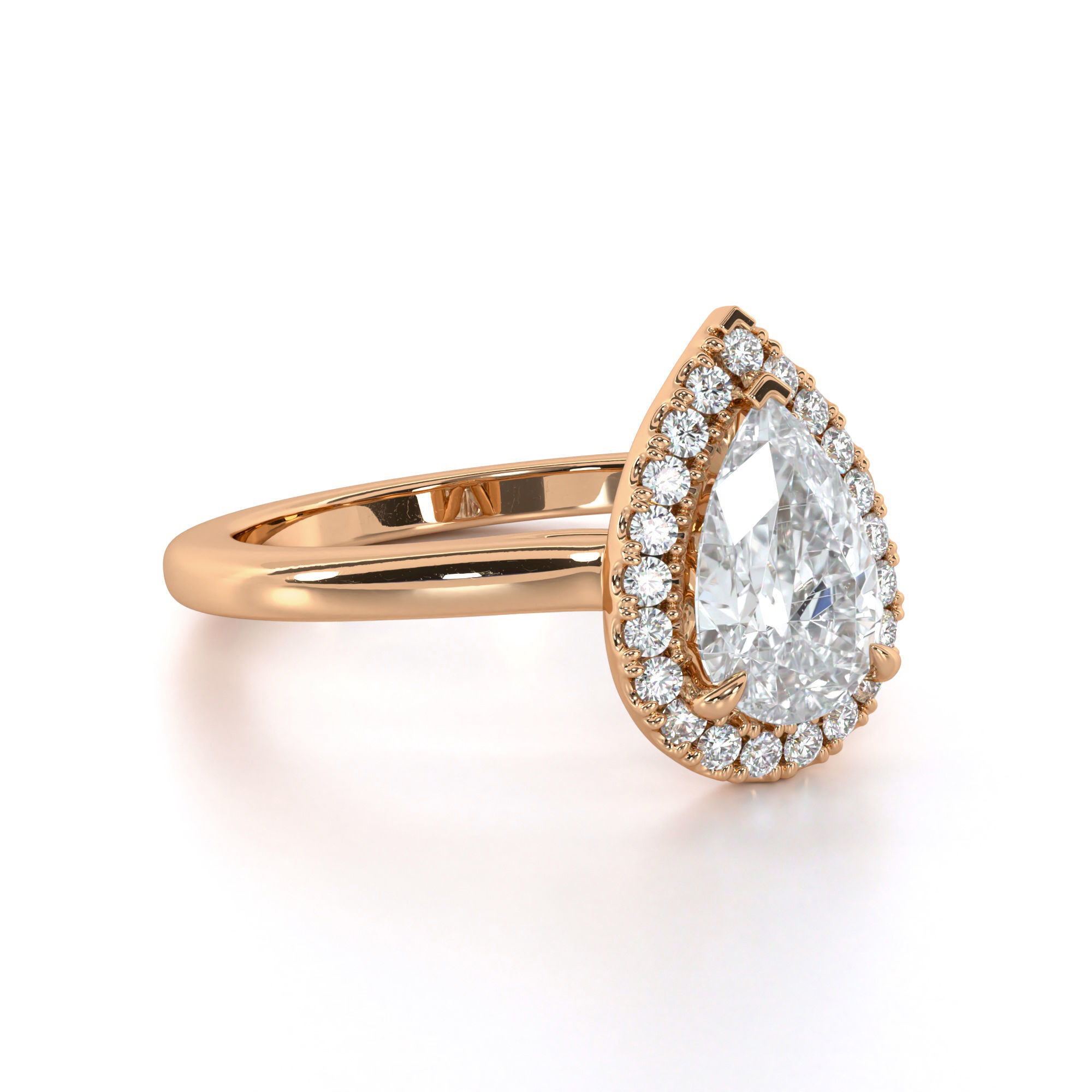 Pear Cut Halo Engagement Ring 3D print model_15