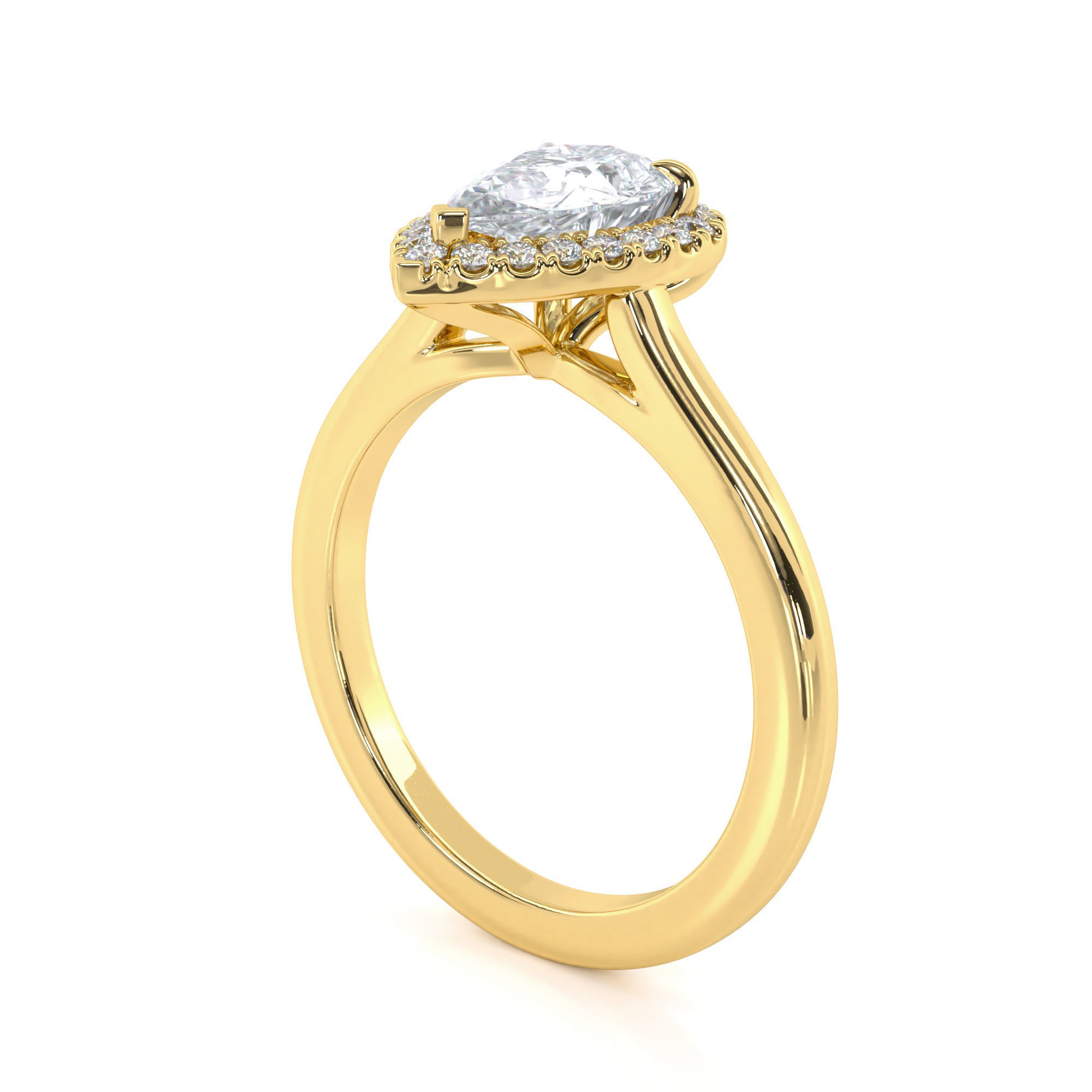 Pear Cut Halo Engagement Ring 3D print model_5