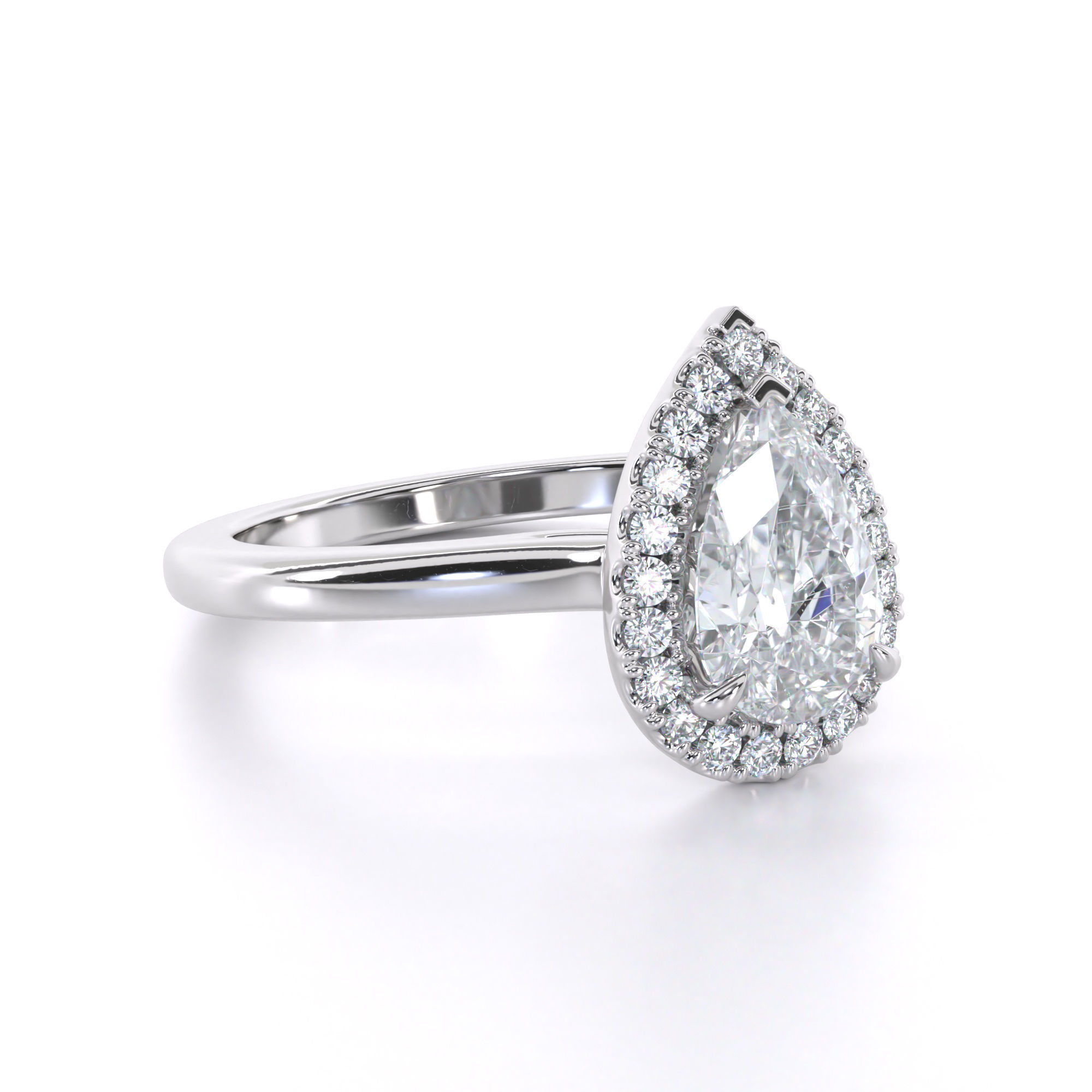 Pear Cut Halo Engagement Ring 3D print model_13