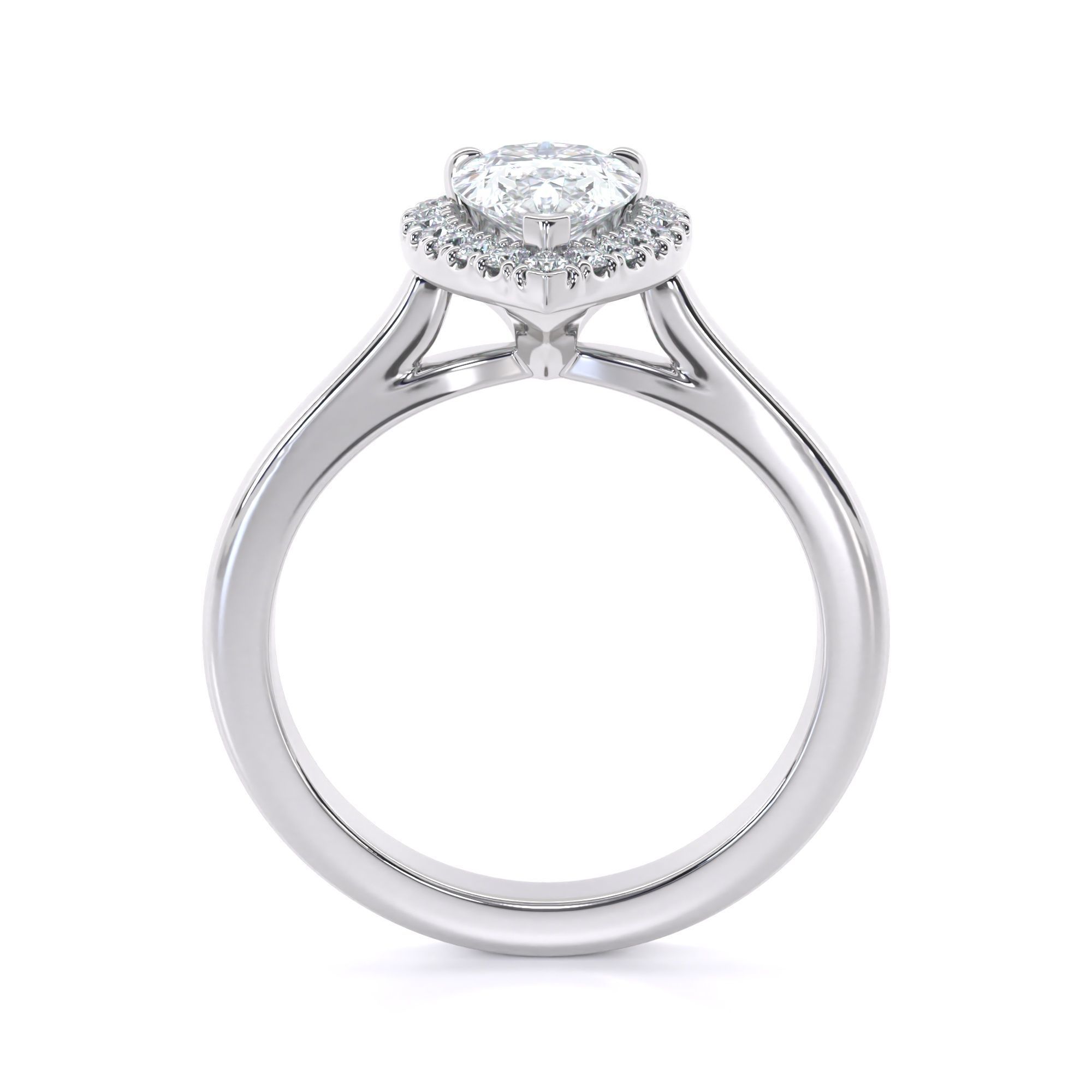 Pear Cut Halo Engagement Ring 3D print model_7