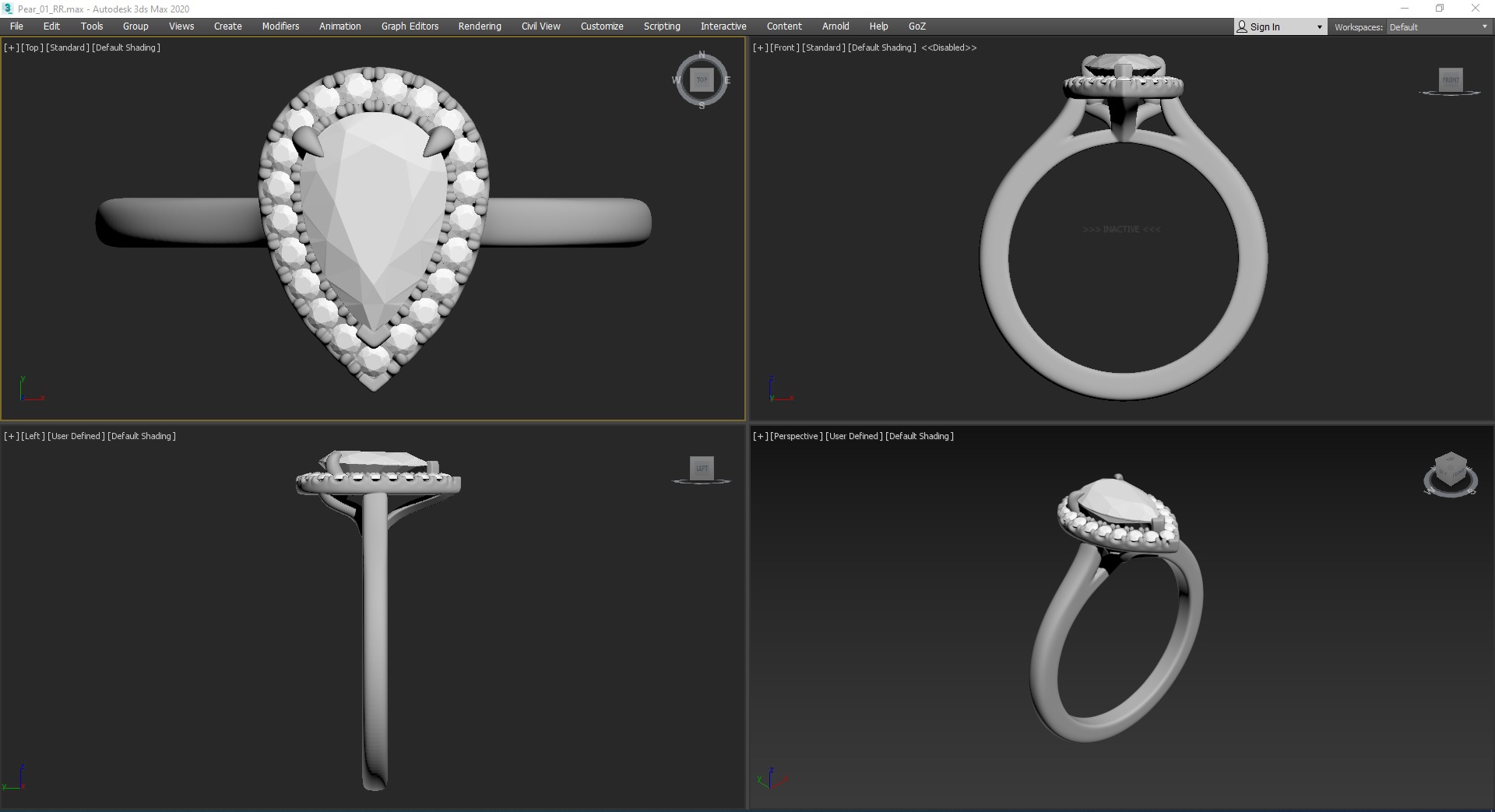 Pear Cut Halo Engagement Ring 3D print model_16