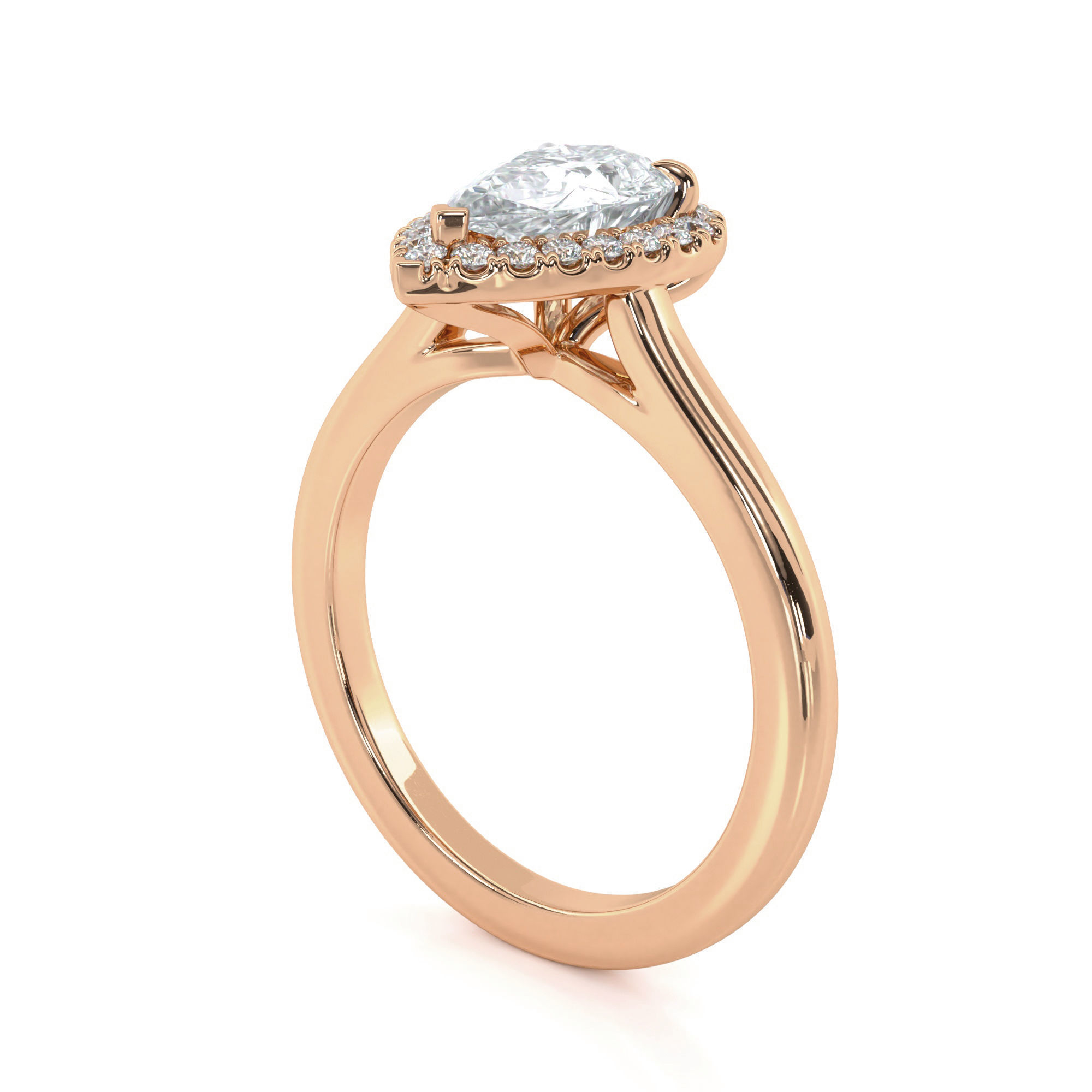 Pear Cut Halo Engagement Ring 3D print model_6