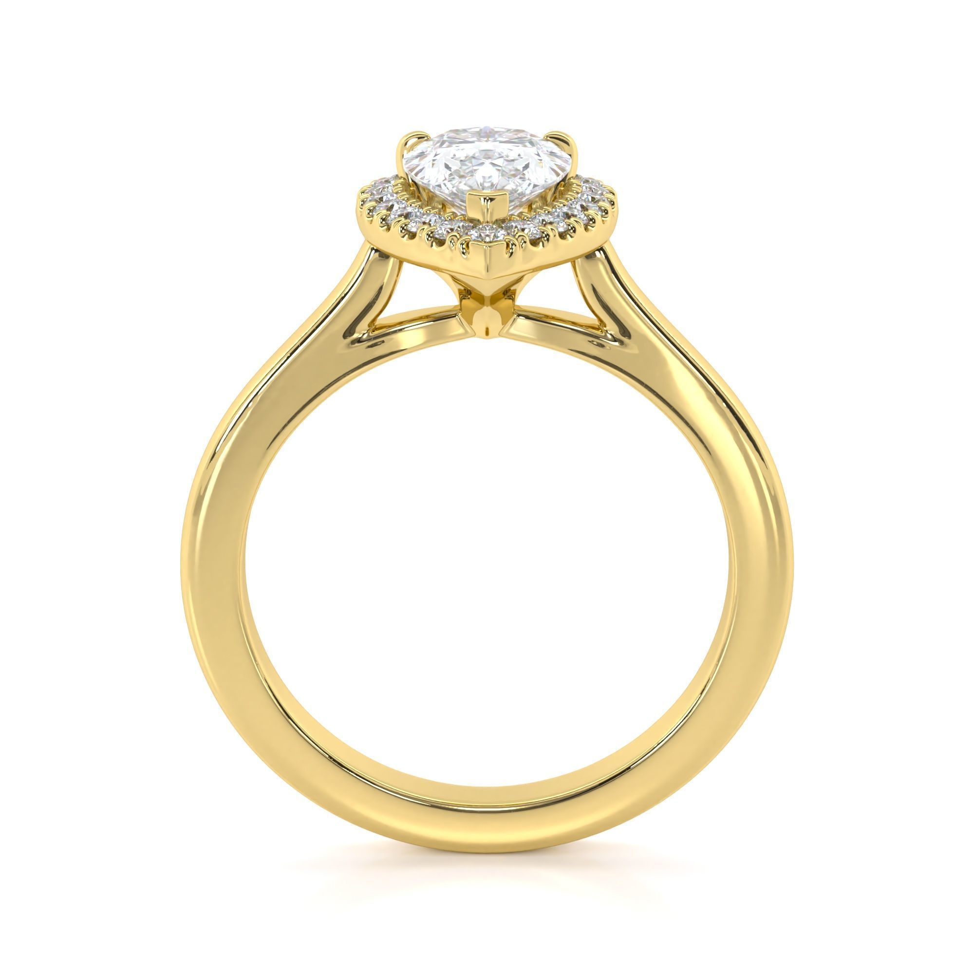 Pear Cut Halo Engagement Ring 3D print model_8