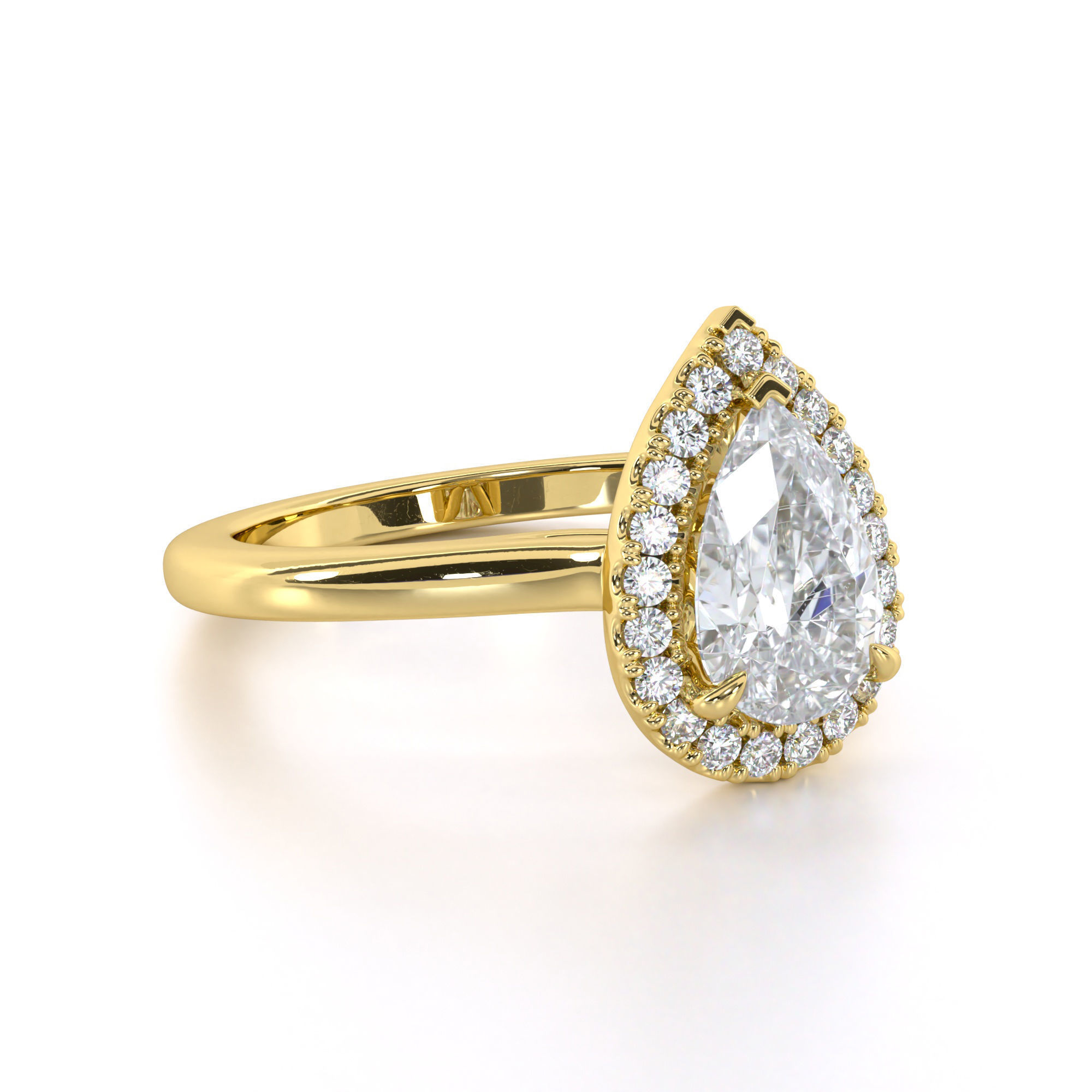 Pear Cut Halo Engagement Ring 3D print model_14