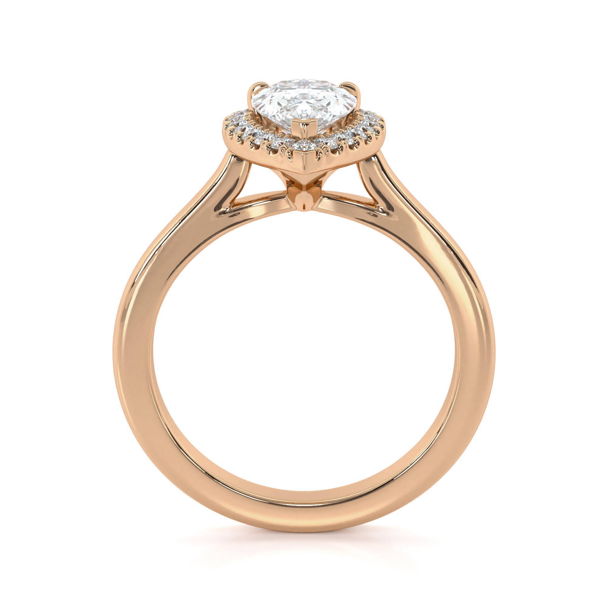 Pear Cut Halo Engagement Ring 3D print model_9