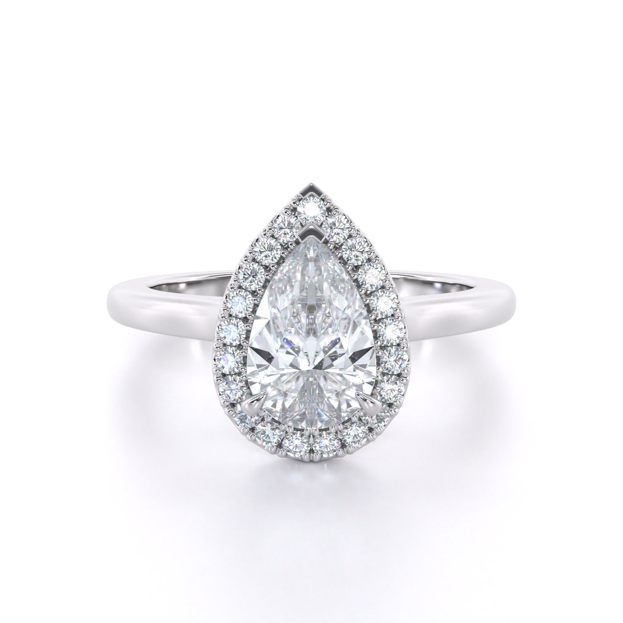 Pear Cut Halo Engagement Ring 3D print model_10