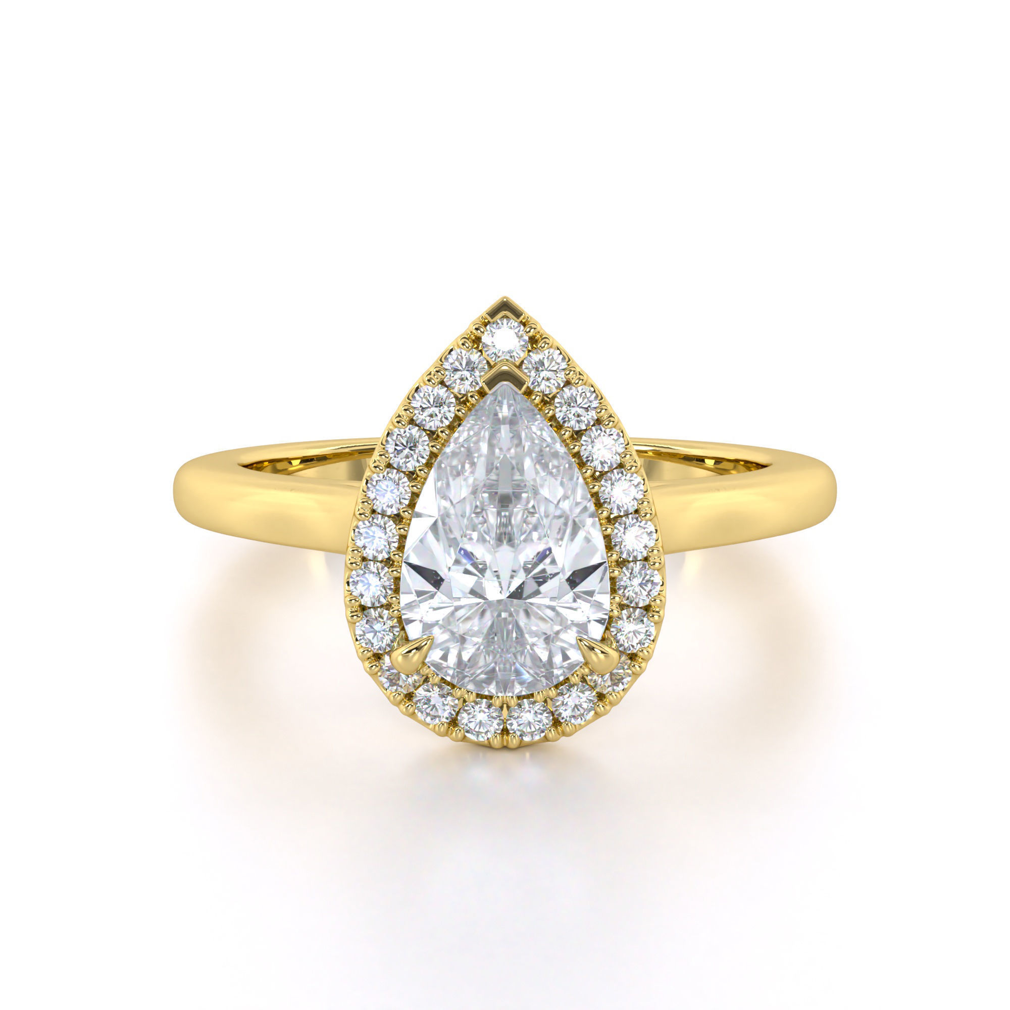 Pear Cut Halo Engagement Ring 3D print model_11