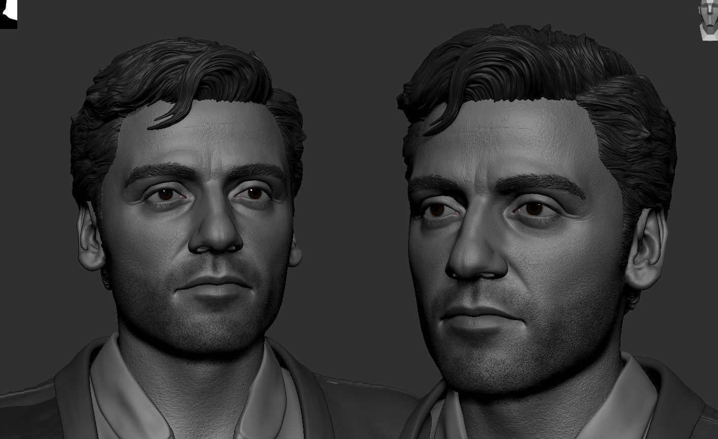 Oscar Isaac -Poe Dameron Head 3D print model_4