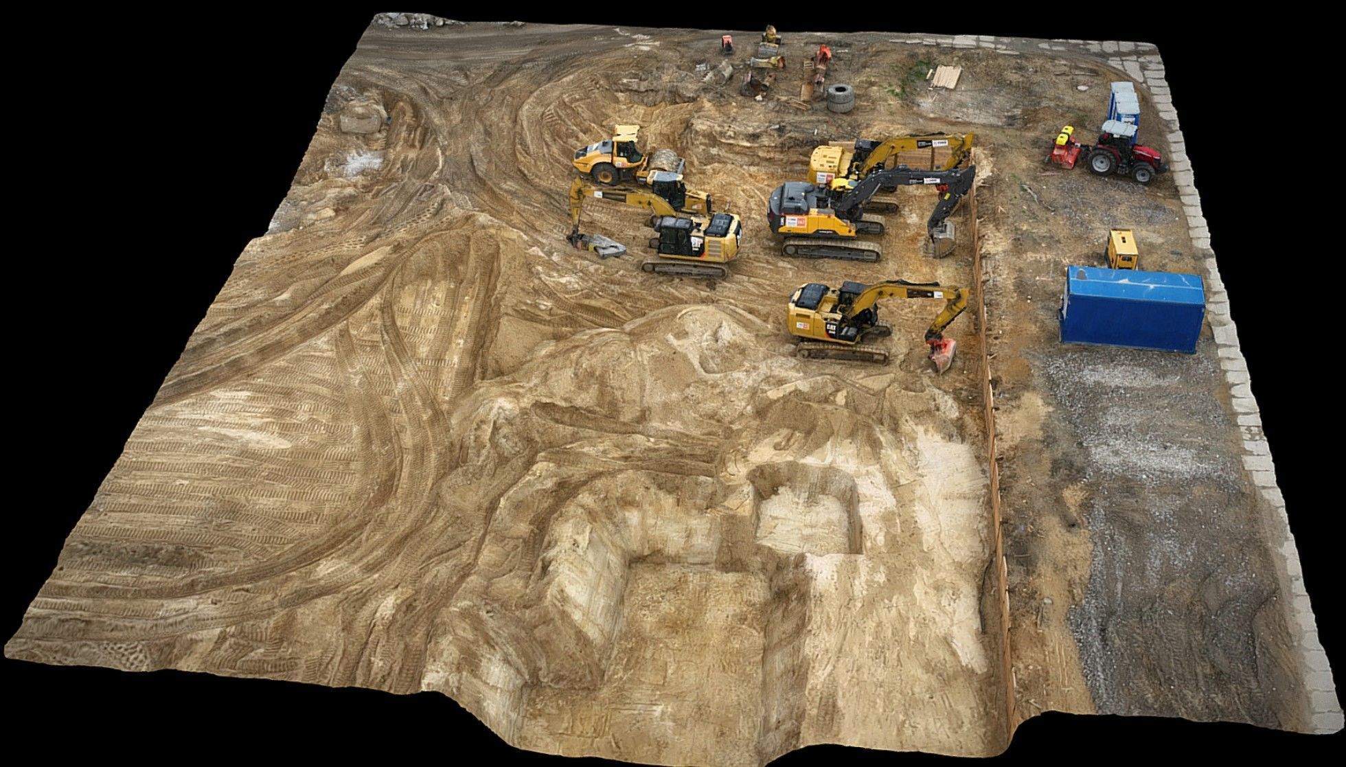 construction-site terrain trucks machinery pt5 dronescan Low-poly 3D model_1