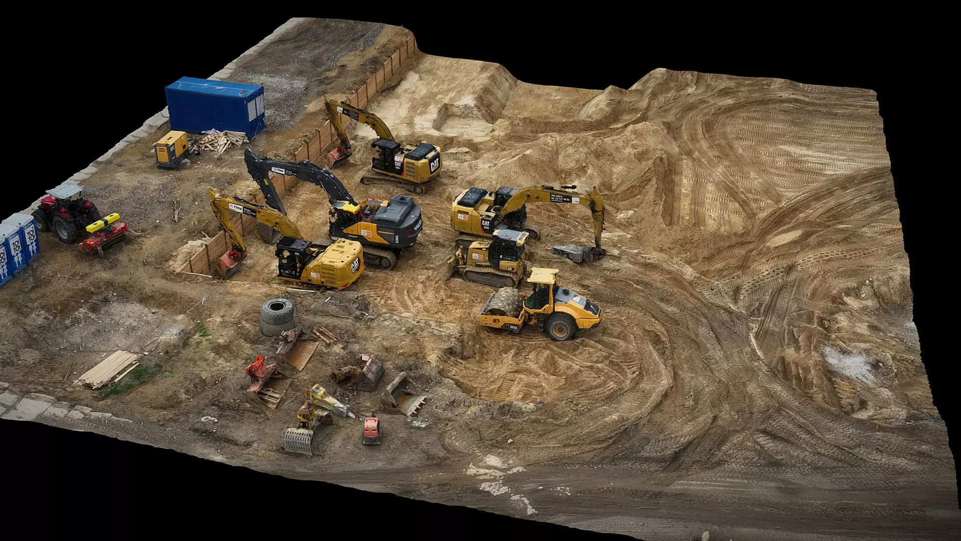 construction-site terrain trucks machinery pt5 dronescan Low-poly 3D model_0