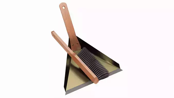 Brush and dustpan with wooden handles