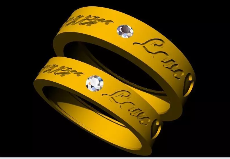 Solitaire Couple Band Ring 3dm file 3D print model