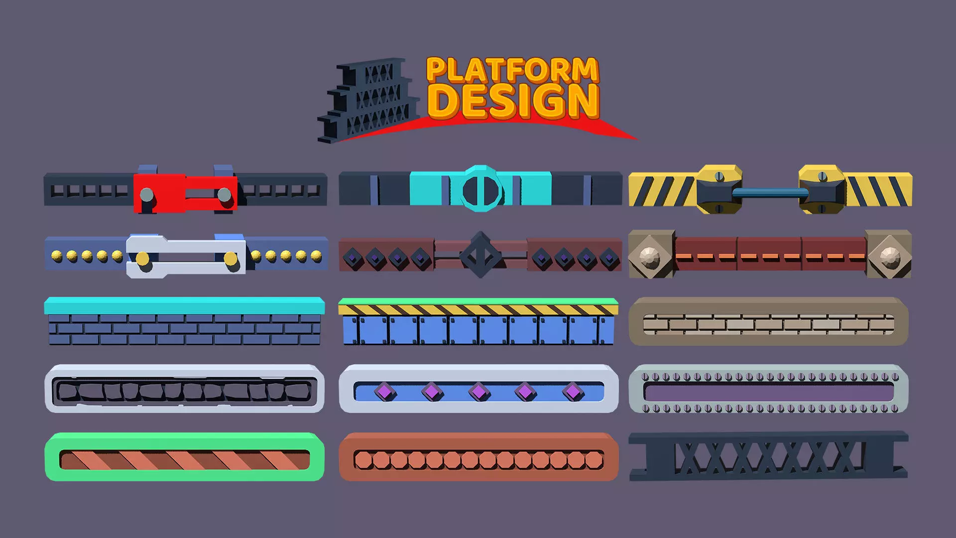 Platform Game Assets Low-poly 3D model_0