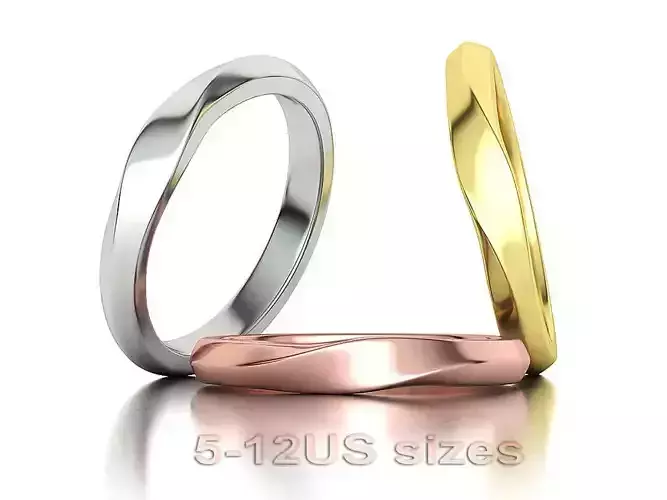 Mobius Wedding Band Twisted Spiral Ring 3D model 3D print model