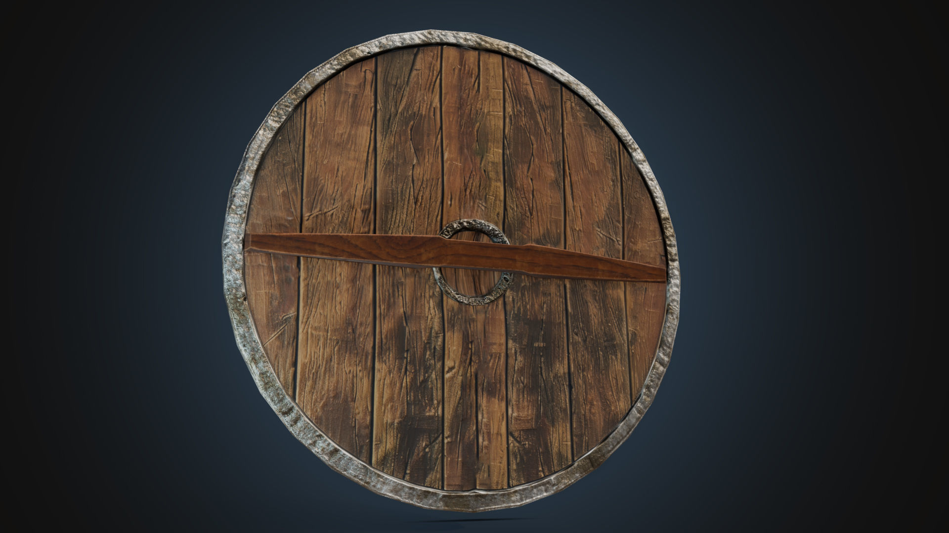 Round viking shield Low-poly 3D model_1