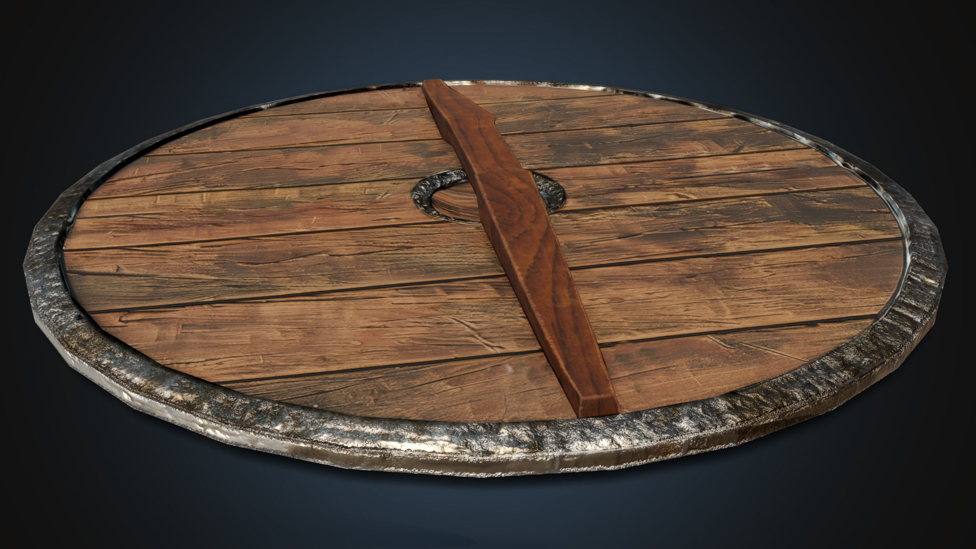 Round viking shield Low-poly 3D model_3
