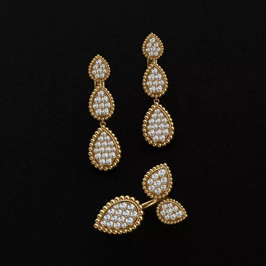 Ring and Earrings 3D print model_0