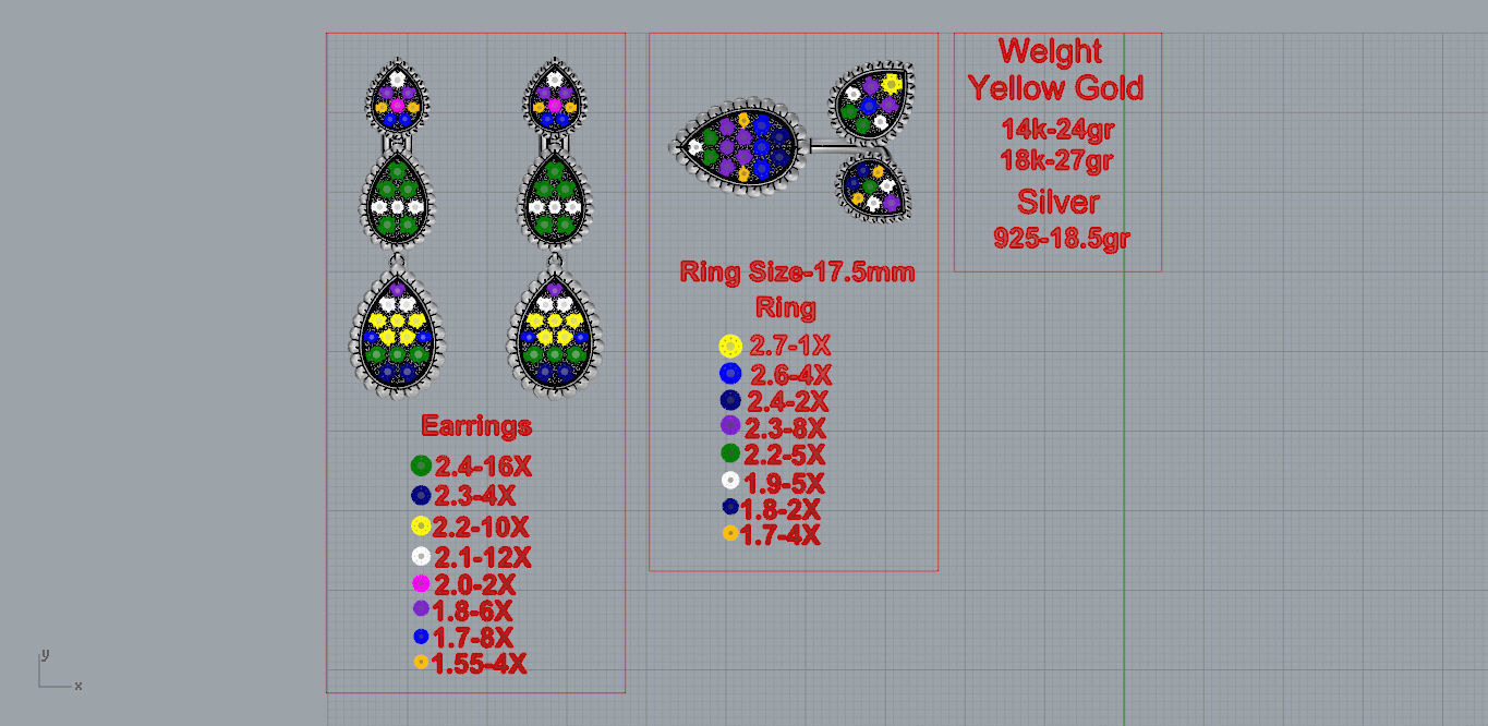 Ring and Earrings 3D print model_3