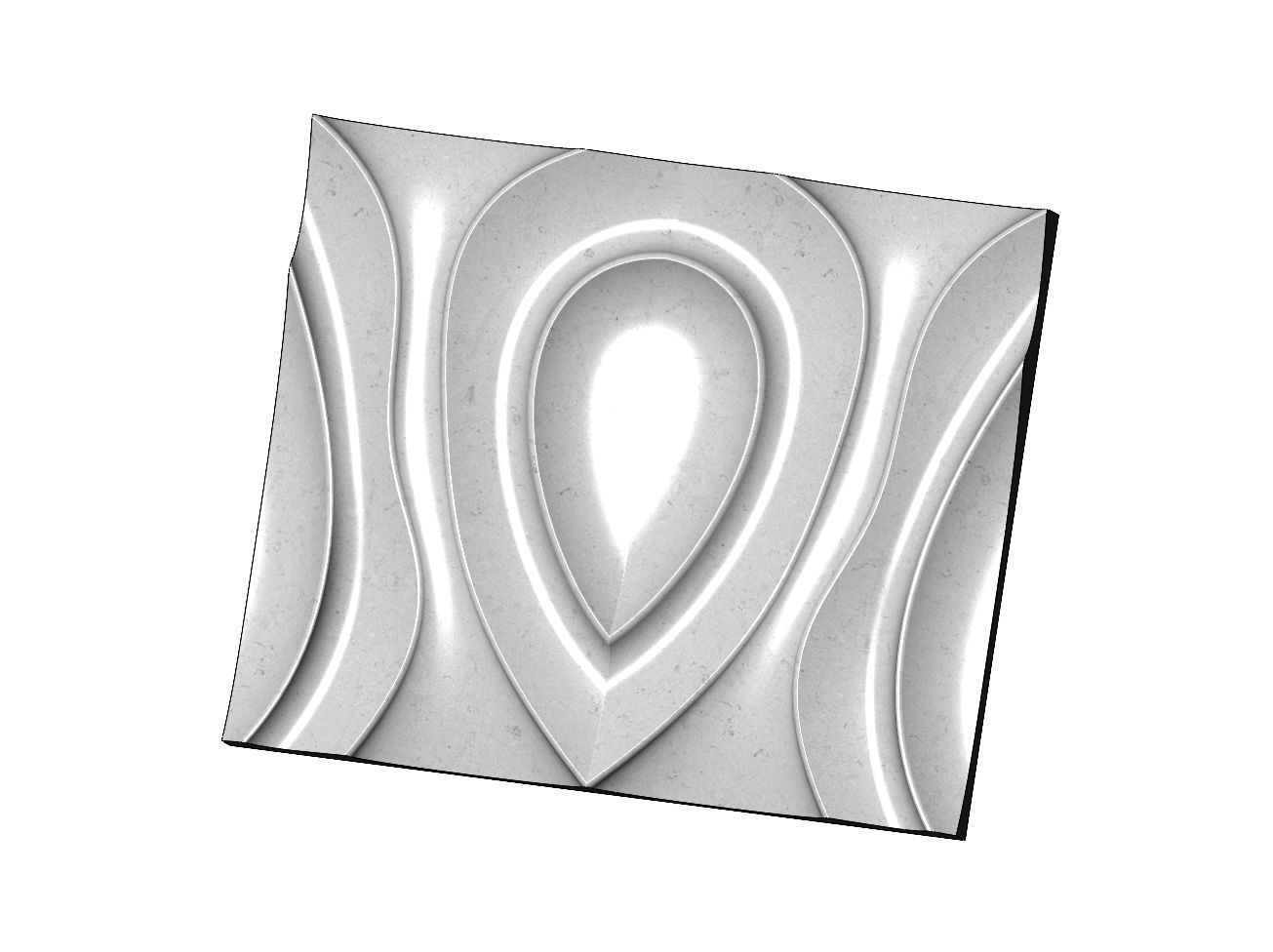Teardop ripple wave wall art carving relief sculpture panel 3D print model_8