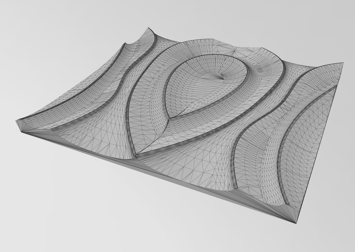 Teardop ripple wave wall art carving relief sculpture panel 3D print model_17