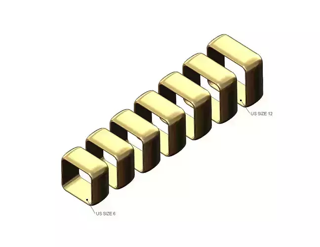 Wide 10mm rounded section square ring US sizes 6to10