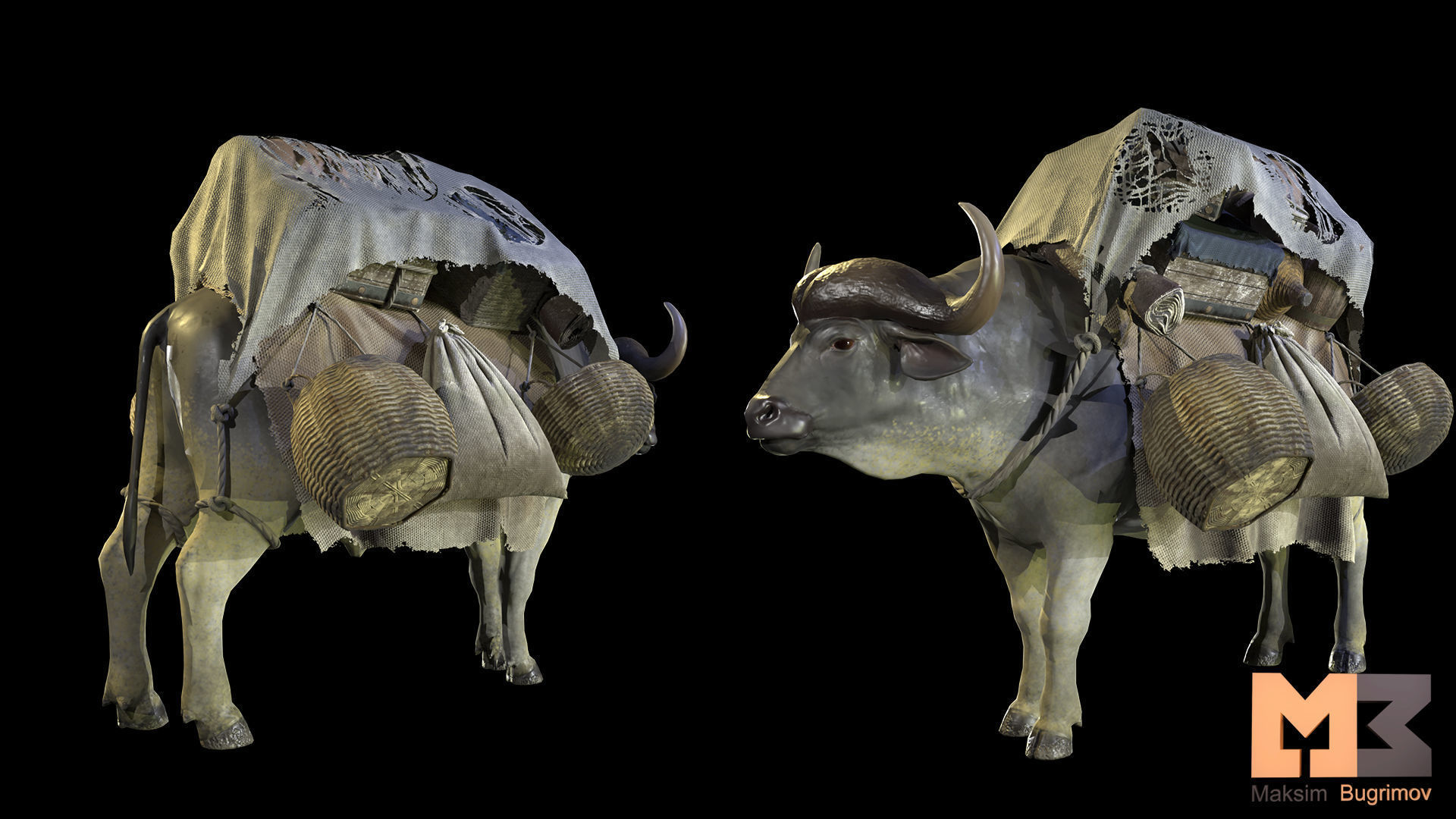 Bull Fantasy Low-poly 3D model_7