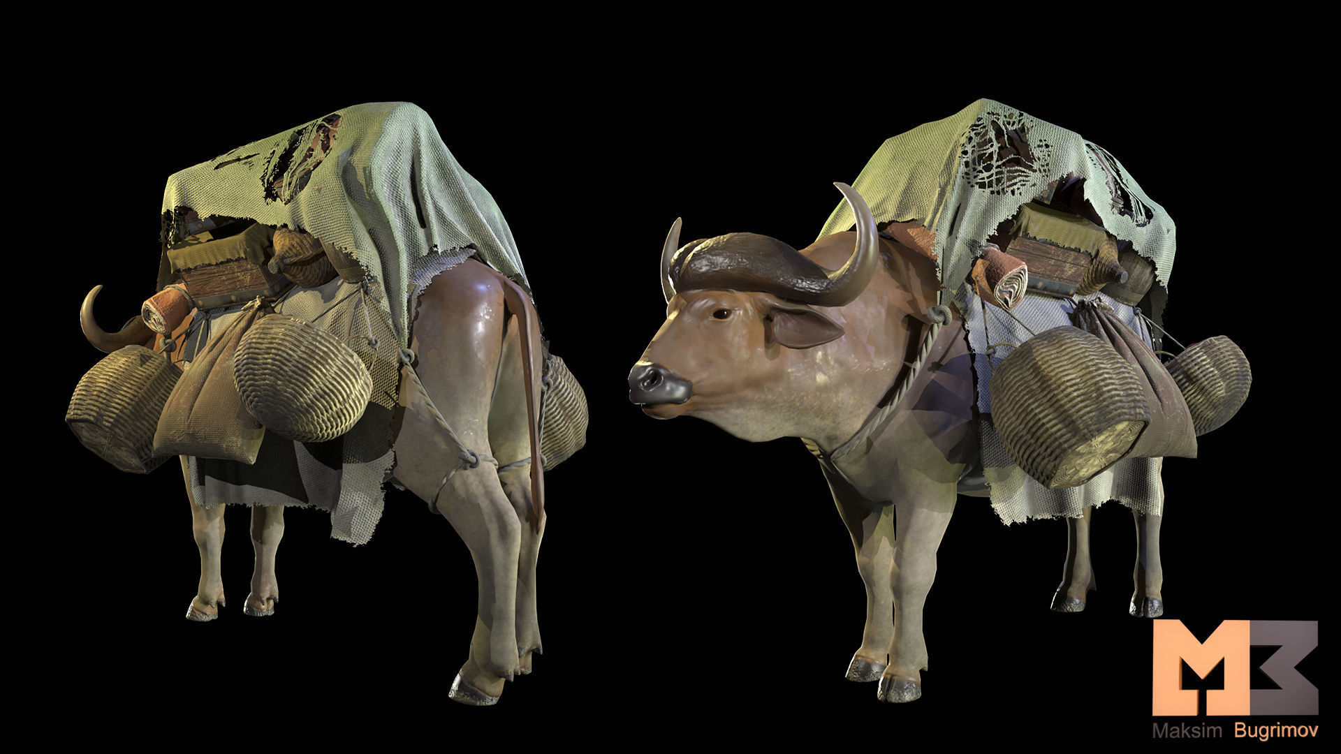 Bull Fantasy Low-poly 3D model_8