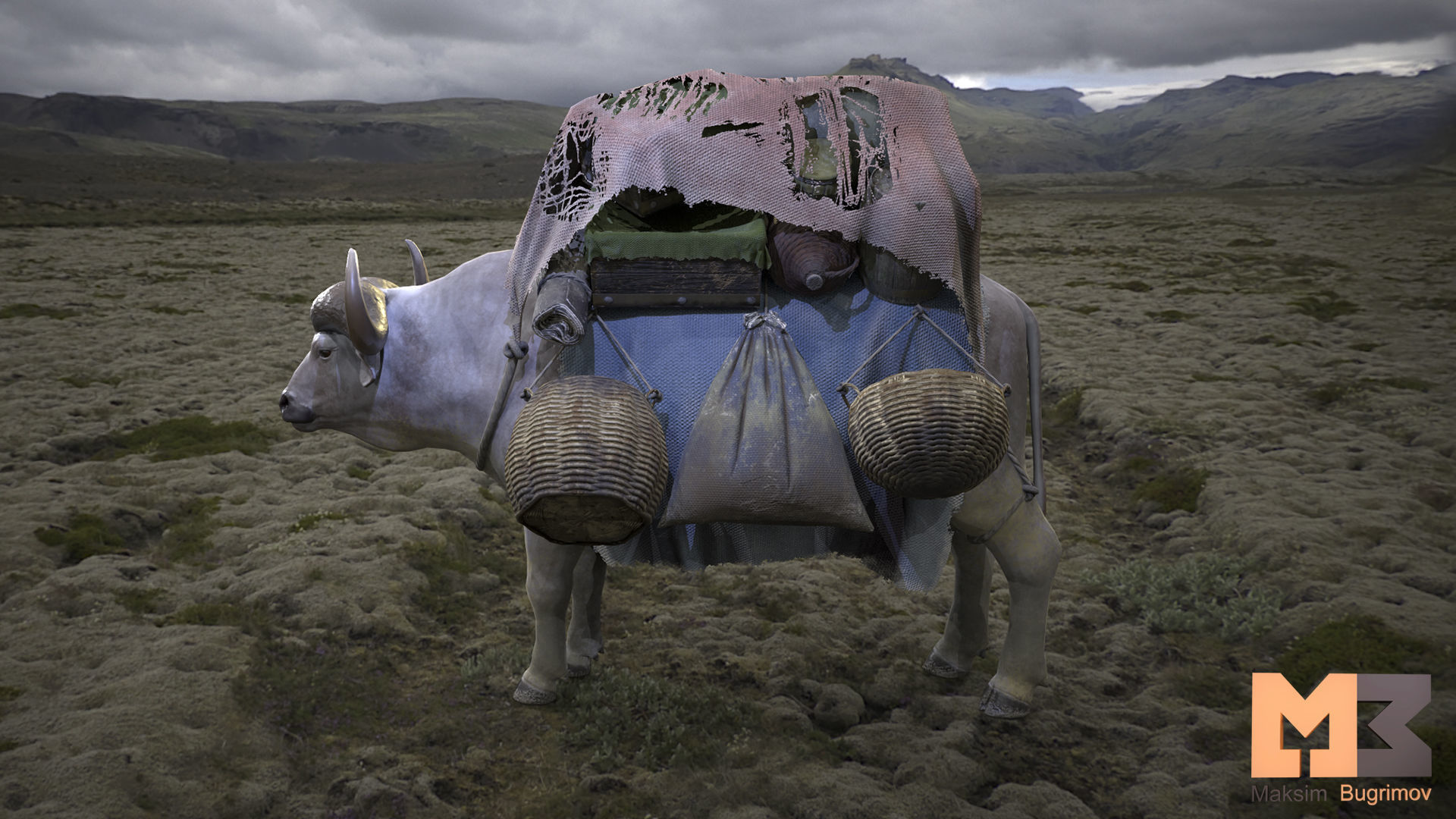 Bull Fantasy Low-poly 3D model_4