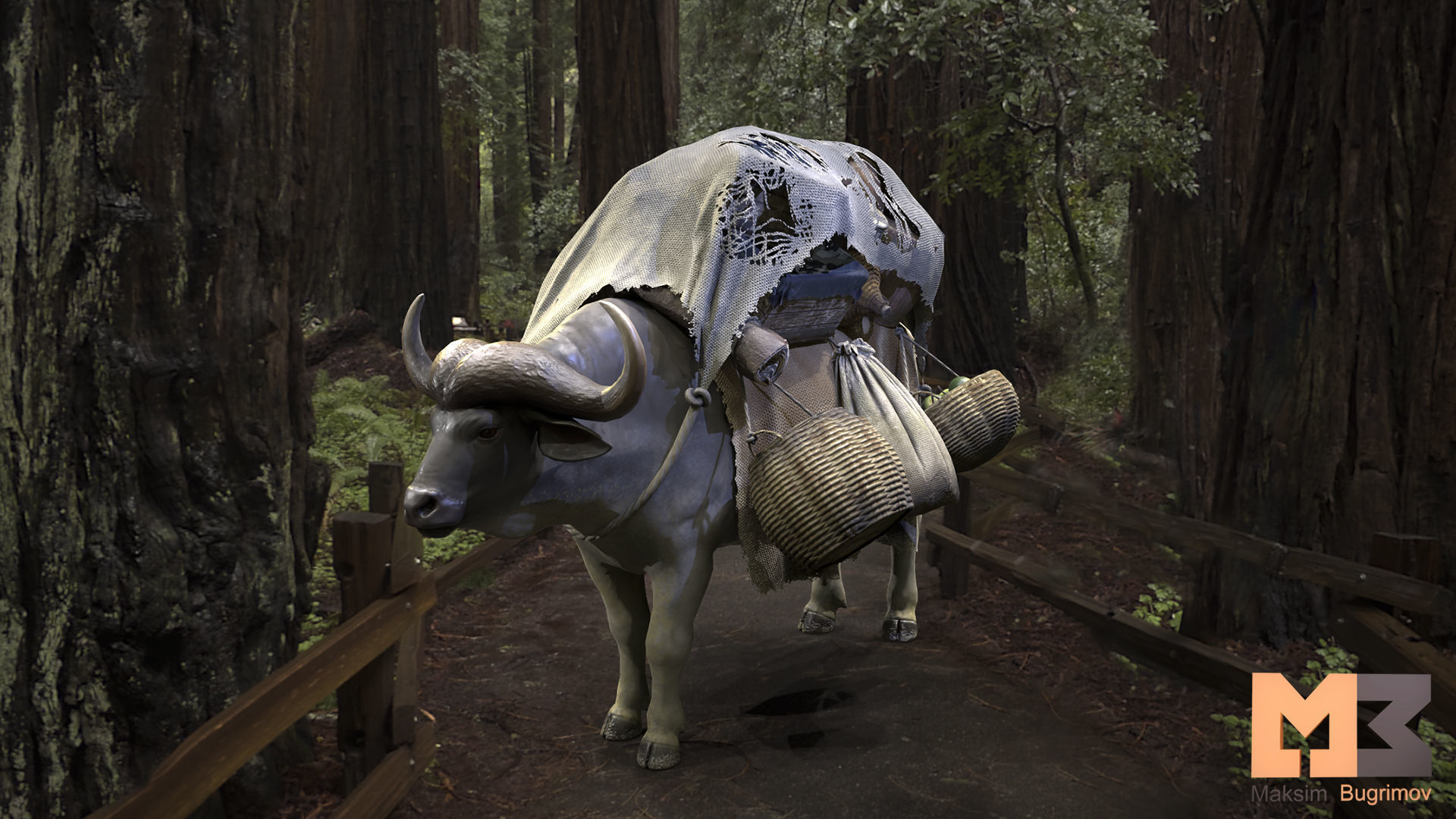 Bull Fantasy Low-poly 3D model_6