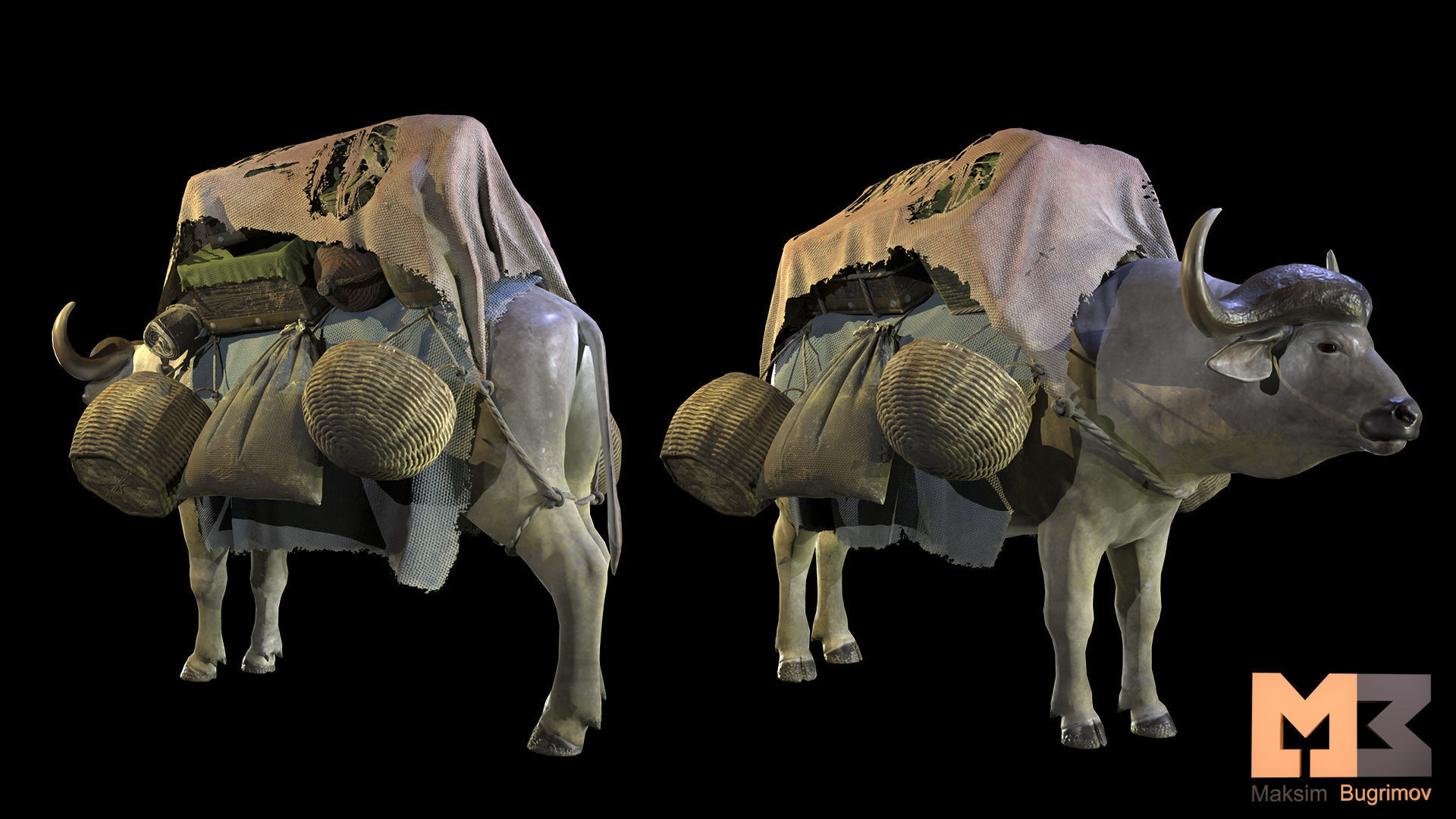 Bull Fantasy Low-poly 3D model_9