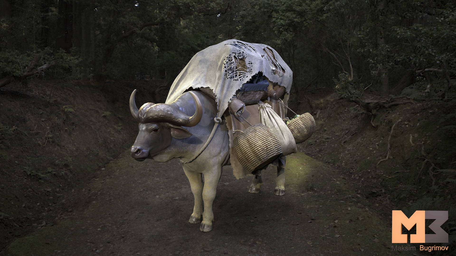 Bull Fantasy Low-poly 3D model_5