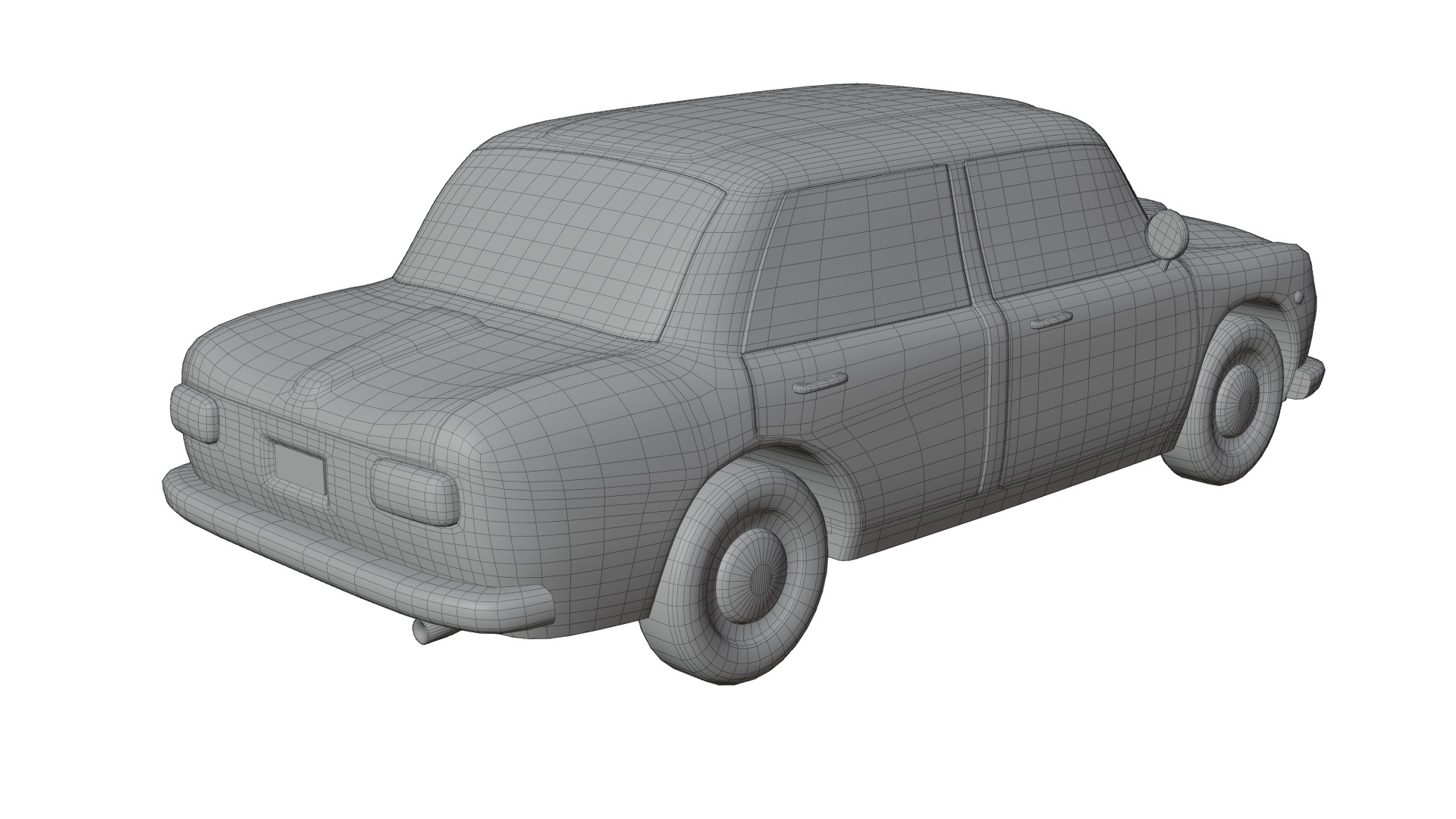 Vintage Sedan Car Game-Ready and Render Asset Low-poly 3D model_13