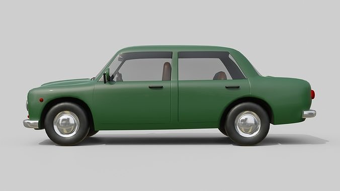 Vintage Sedan Car Game-Ready and Render Asset Low-poly 3D model 6