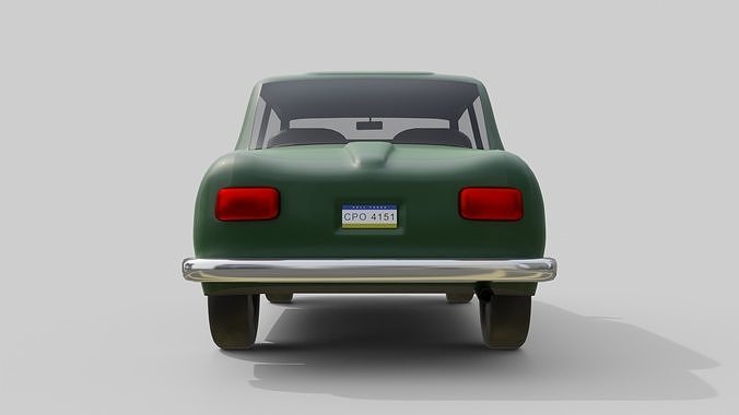 Vintage Sedan Car Game-Ready and Render Asset Low-poly 3D model 5