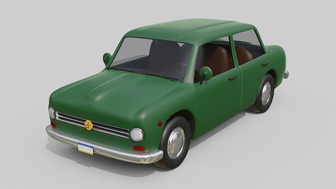 Vintage Sedan Car Game-Ready and Render Asset Low-poly 3D model 2