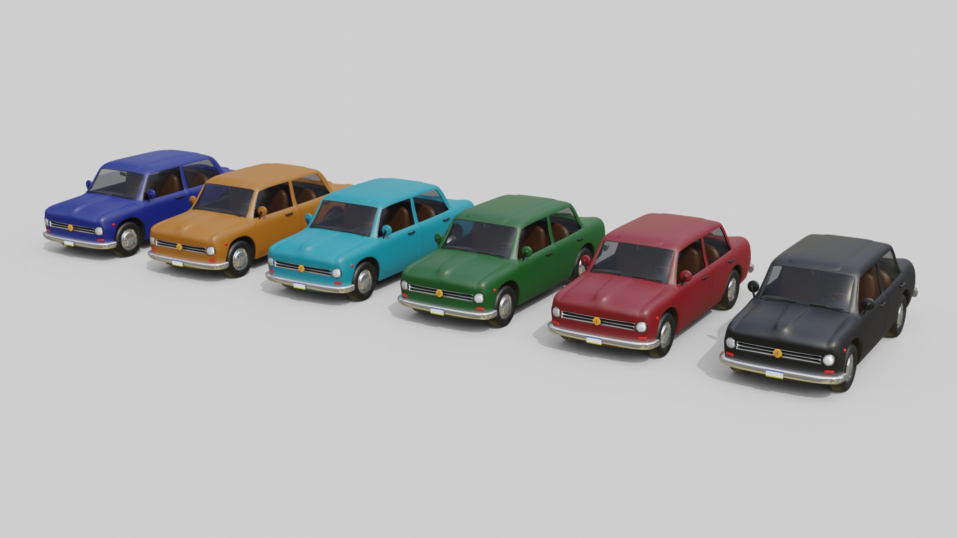 Vintage Sedan Car Game-Ready and Render Asset Low-poly 3D model_8