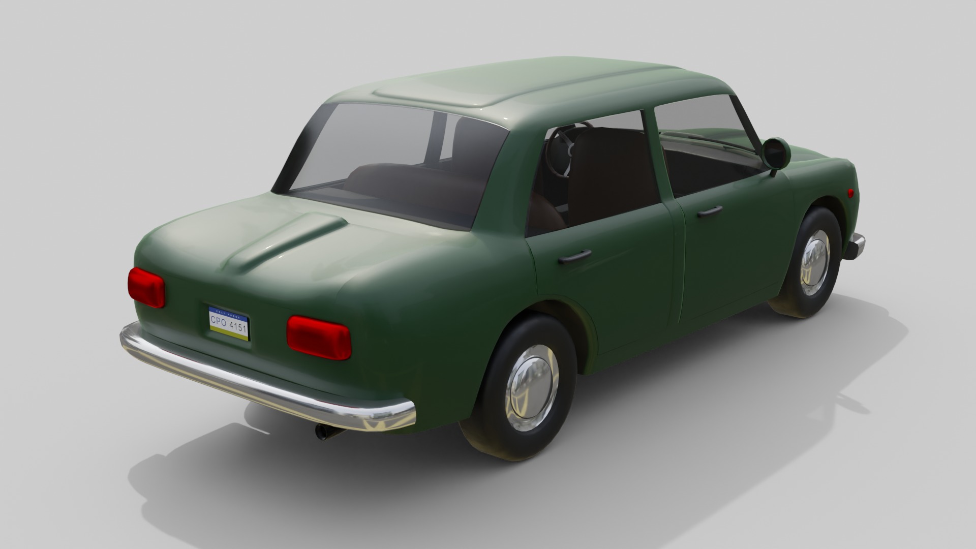 Vintage Sedan Car Game-Ready and Render Asset Low-poly 3D model_3